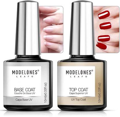 MODELONES Base Top Coat Gel Top Coat Nail Polish UV LED Nail Lamp Needed Soak Off Varnish 2x10ml High Gloss Shiny Effects in One Set Base Coat + Top Coat - Price MODELONES Base Top Coat Gel Top Coat Nail Polish UV LED Nail Lamp Needed Soak Off Varnish 2x10ml High Gloss Shiny Effects in One Set Base Coat + Top Coat - Price