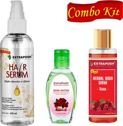 Extraposh SILK & SHINE HAIR SERUM - USEFULL FOR SMOOTH HAIR + ROSE WATER - USEFULL FOR TONING SKIN + ROSE BODY WASH - USEFULL FOR MOISTURISING SKIN Price in India - Extraposh SILK & SHINE HAIR SERUM - USEFULL FOR SMOOTH HAIR + ROSE WATER - USEFULL FOR TONING SKIN + ROSE BODY WASH - USEFULL FOR MOISTURISING SKIN Price in India -