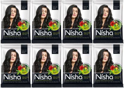 Nisha Natural henna based hair color 25 gm each Sachet (Pack of 8) ,  Natural Black - Price in India, Buy Nisha Natural henna based hair color 25  gm each Sachet (Pack