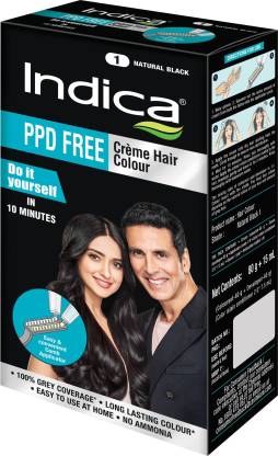 Indica Creme PPD Free Do-It-Yourself Hair Color (80g + 15 ml) , Natural  Black - Price in India, Buy Indica Creme PPD Free Do-It-Yourself Hair Color  (80g + 15 ml) , Natural
