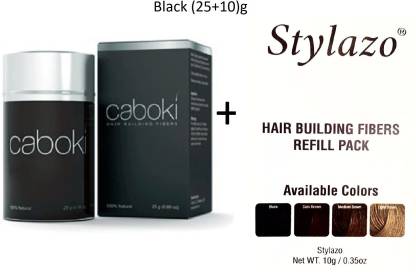 Stylazo Caboki Hair Building Fiber/ Black Hair Volumizer Fiber, Black Color (25g) with 10g Pouch(Black Color) Hair Loss concealer 214385641 Soft Hair Volumizer Powder