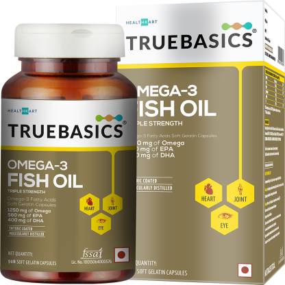 TrueBasics Omega-3 Fish Oil Triple 560mg EPA & 400mg (90 Price India - Buy TrueBasics Omega-3 Fish Oil Triple Strength, 560mg EPA & 400mg DHA (90 No) online