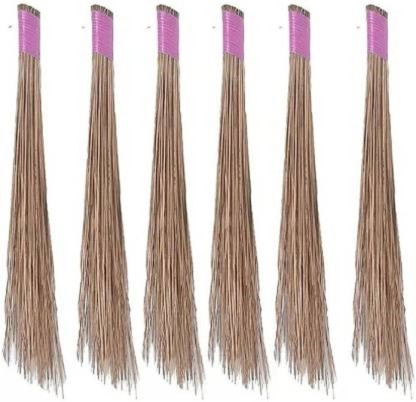 Stander Outdoor Cleaning Brooms Brown Size 35 inchesPack of 2 Coconut Jharu Fiber Broomstick for Wet Floor Garden 