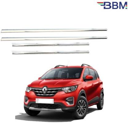 BBM Car Window Lower Garnish/Chrome line Beading/Silver molding Stainless Steel Compatible with [Set of 4] Triber Glossy, Chrome Renault Triber RXT Petrol Side Garnish