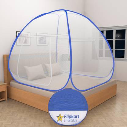 Flipkart SmartBuy Polyester Adults Washable Single Yarn Foldable Double Bed Mosquito Net  (Navy Blue, Tent)