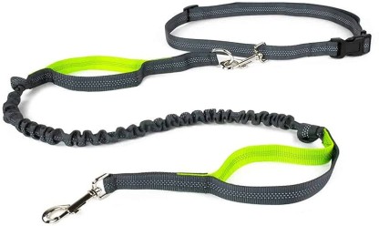 Walking Hiking with Adjustable Waist Belt Fits up to 47 Waist and Shock Absorbing Bungee Durable Hands Free Dog Leash for Running 