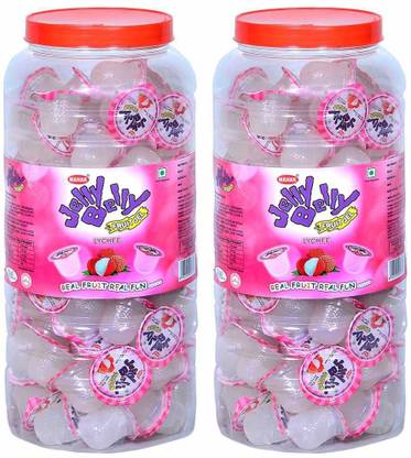 Mahak Fruit Jel Cup | Lychee | Pack of 2 Jars Lychee Jelly Beans