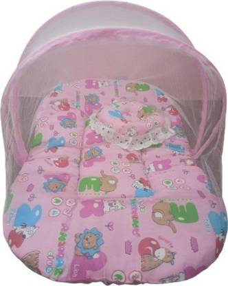 wajra Polyester Kids Washable Baby mattress with mosquito Mosquito Net