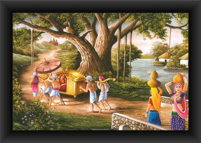 Poylaamo Rajasthani Village Painting, Scenery Framed Art for Living Room,  Bedroom, Office. Without Glass. Digital Reprint 14 inch x 20 inch Painting  Price in India - Buy Poylaamo Rajasthani Village Painting, Scenery