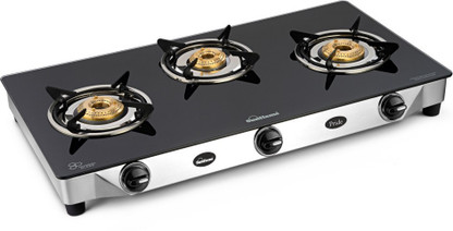 sunflame gt pride glass top 3 burner gas stove