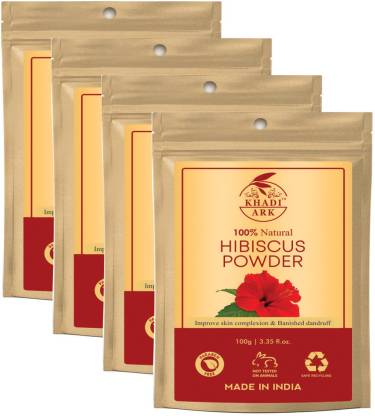 Khadi Ark Hibiscus Powder for Anti Dandruff, Itchy Scalp and Grey to Black  Hair (Grey to Black Hair When Used with Henna) (Pack of 4, 100 GM Each) -  Price in India,