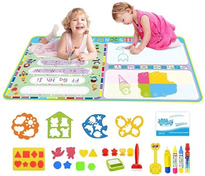 Water Reveal Word Cards Water Drawing Doodle Card Book Paint with Water Reusable No Chemicals No Mess Doodle Pad Word Flash Cards Educational Toy for Kids,2 Magic Pen Included,26 Pieces Cards,Gift Box 