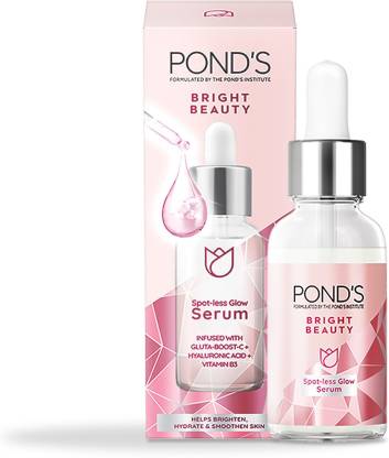 PONDS Bright Beauty Spot-less Glow Serum, Infused with Hyaluronic Acid, Vitamin B3, Gluta-Boost-C