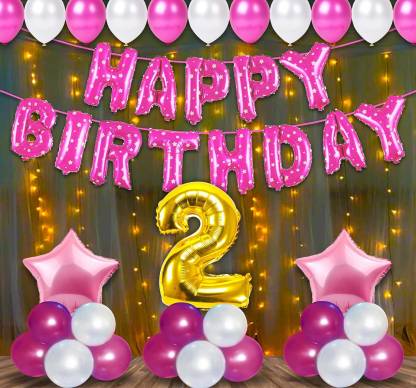 Party Propz 2nd Birthday Decorations Kit For Baby Girl - 57Pcs Pink Second  Birthday Decorations Kit With Fairy Lights - 2nd Birthday Party  Decorations, Birthday Decorations kit for Pink 2nd birthday Price