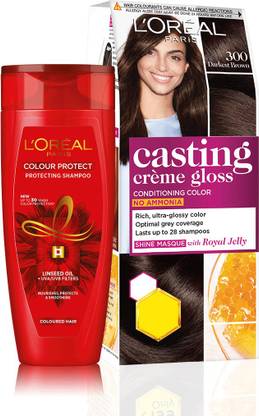 L'Oréal Paris Casting Creme Gloss Hair Color, Darkest Brown, 21g + 24ml Colour Protect Shampoo , Shade 300, Darkest Brown - Price in India, Buy L'Oréal Paris Casting Creme Gloss Hair Color, L'Oréal Paris Casting Creme Gloss Hair Color, Darkest Brown, 21g + 24ml Colour Protect Shampoo , Shade 300, Darkest Brown - Price in India, Buy L'Oréal Paris Casting Creme Gloss Hair Color,