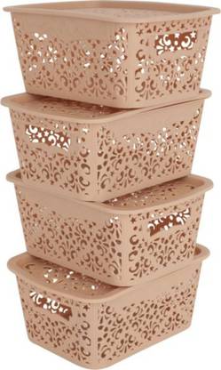 Flipkart SmartBuy Turkish Baskets Large with Lid for Kitchen, Vegetables, Toys, Books, Office, Stationery, Utility, Cosmetics, Accessories, Closet, Wardrobe – Black, Set of 4 Storage Basket  (Pack of 4) at Rs. 330