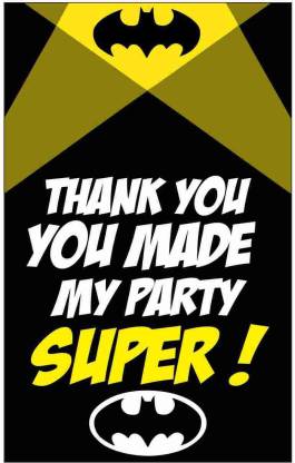 Balloonistics Batman Theme Thank You Tags Thank u Cards for Return Gifts  (20 Nos Cards and Glue Dots) Greeting Card Price in India - Buy  Balloonistics Batman Theme Thank You Tags Thank