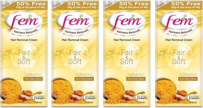 Fem Fairness Naturals Turmeric Hair Removal Cream Fair and Soft Sensitive  Skin (4*60Gm) Cream - Price in India, Buy Fem Fairness Naturals Turmeric  Hair Removal Cream Fair and Soft Sensitive Skin (4*60Gm)