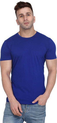 Buy Solid Men Blue T-Shirt online at 