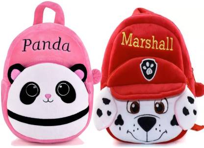  | Love And Joy School Bag Pink Panda and Marshall Soft Plush Cartoon  Baby boys/girls Plush Bag Waterproof Plush Bag - Plush Bag