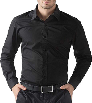 Men Solid Formal Black Shirt Price in