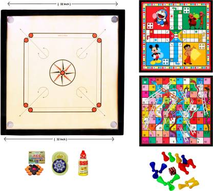 VHN Matte large Carrom Board With 2 in 1 Ludo Snakes 50.8 cm Carrom Board