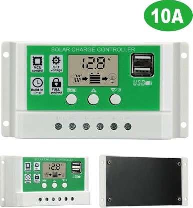 and Flooded Batteries EpRec Solar Charge Controller 10A 12V/24V Solar Panel Charge Controller with USB Port LCD Display,Compatible with Sealed Gel 