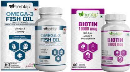 herblap Biotin for Hair Growth + Omega-3 Fish Oil Combo Price in India - Buy herblap Biotin for Hair Growth + Omega-3 Fish Oil Combo online at herblap Biotin for Hair Growth + Omega-3 Fish Oil Combo Price in India - Buy herblap Biotin for Hair Growth + Omega-3 Fish Oil Combo online at