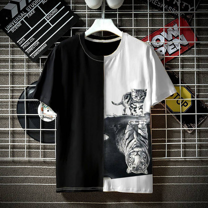 Graphic Print Men Black, White T-Shirt