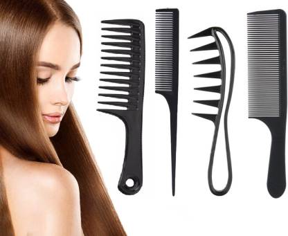 MYYNTI Men and Women Hair Styling Comb Set Black Plastic Hairdressing  Heat-resistant Professional Hair Cutting Comb Set Pack of 4 - Price in  India, Buy MYYNTI Men and Women Hair Styling Comb