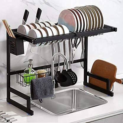 Huex Over The Sink Dish Drying Rack, Wooden Over Sink Dish Rack