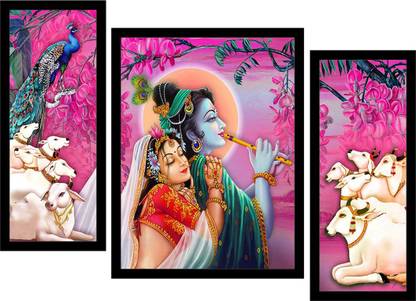 VRUTIKA ART Radha Krishna with cow 3 Piece with for living room with frame Digital Reprint 13 inch x 21 inch Painting Price in India - Buy VRUTIKA ART Radha Krishna with VRUTIKA ART Radha Krishna with cow 3 Piece with for living room with frame Digital Reprint 13 inch x 21 inch Painting Price in India - Buy VRUTIKA ART Radha Krishna with