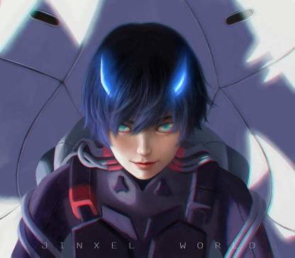 Anime Darling In The Franxx Blue Eyes Hiro Darling In The Franxx Horns Hd  Matte Finish Poster Paper Print - Animation & Cartoons posters in India -  Buy art, film, design, movie,