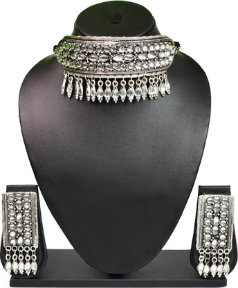 Oxidised Silver, Stone Jewel Set Price 