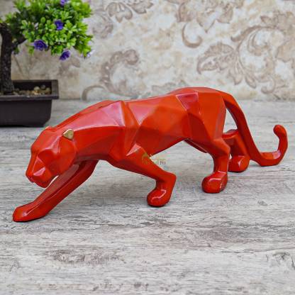 StatueStudio Red Panther Statue Feng Shui Animal Showpiece Abstract Resin  Jaguar Statue for Living Room, Office