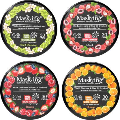 MasKing Masking Nail Polish Remover Tissue Wipes Pads, Round Wipes (Night  Blooming, Orange, Litchi and Berries