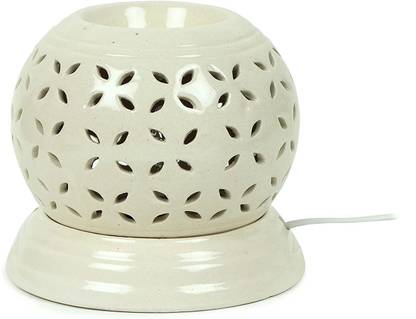 Shikharretails Round Shape Ceramic Electric Aroma Oil Football Diffuser Size Large Color Ivory Table Lamp In India Ceramic Electric Aroma Oil, Football Floor Lamp