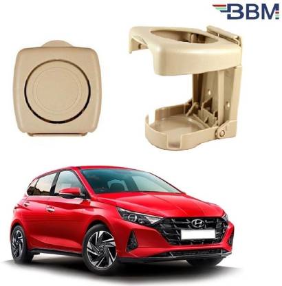 BBM 2 Pcs Car Glass / Cup / Drinks Foldable Universal Holder fix Type Stand for Interior Door Side [ Beige Colour ] Compatible with Hyundai i20 Elite2020 Car Bottle Holder