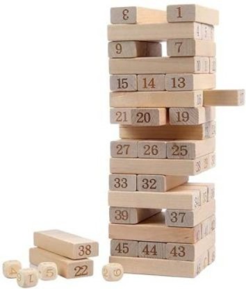 Deluxe Stacking Game Toppling and Tumbling Games Timber Tower Wood Block Stacking Game 48 Piece Classic Wooden Blocks for Building 