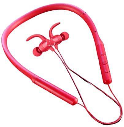 UPSARG Wireless Bluetooth Neckband with Magnetic and Enter Locking Red Bluetooth Headset