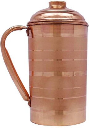 100% Pure Copper Water Jug Pitcher Pot 1500ml For Drinking Water Health Benefits 