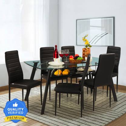 Royaloak Milan Italian Glass 6 Seater, Round Glass Dining Room Sets For 6