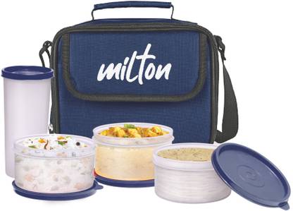 MILTON New Meal Combi Lunch Box, 3 Containers and 1 Tumbler, Blue 3 Containers Lunch Box  (280 ml) at Rs. 279