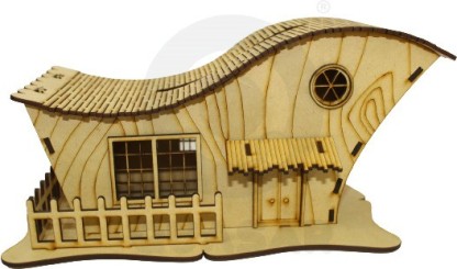 3D Wooden Puzzle DIY Simulation Assembly House Model Toy Home Decor D 