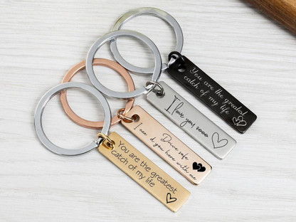 Luxury Brings Engraved Bar Key Chain 