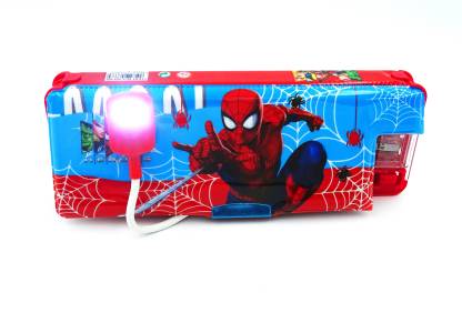  | dishvy avengers SPIDERMAN GEOMETRY WITH LAMP AND INTEGRATED  SHARPENER Art Plastic Pencil Box -