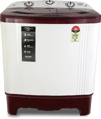 MarQ By Flipkart 6 kg 5 Star Rating Semi Automatic Top Load White, Maroon