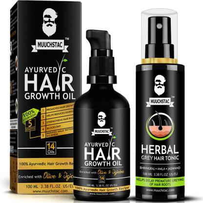 MUUCHSTAC Ayurvedic Hair Growth Oil and Herbal Grey Hair Tonic Price in  India - Buy MUUCHSTAC Ayurvedic Hair Growth Oil and Herbal Grey Hair Tonic  online at 