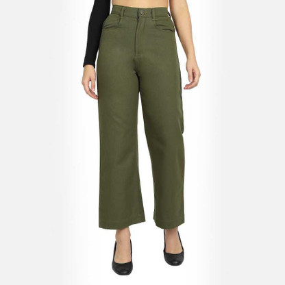 High Waist Flared Loose Fit Stretchable 
