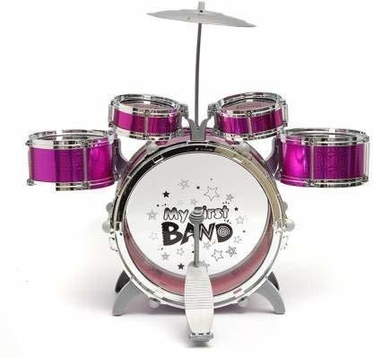 Band Jazz Drum Childs Kids Drum Kit Jazz Band Sound Drums Play Set Musical Toy With Stool 